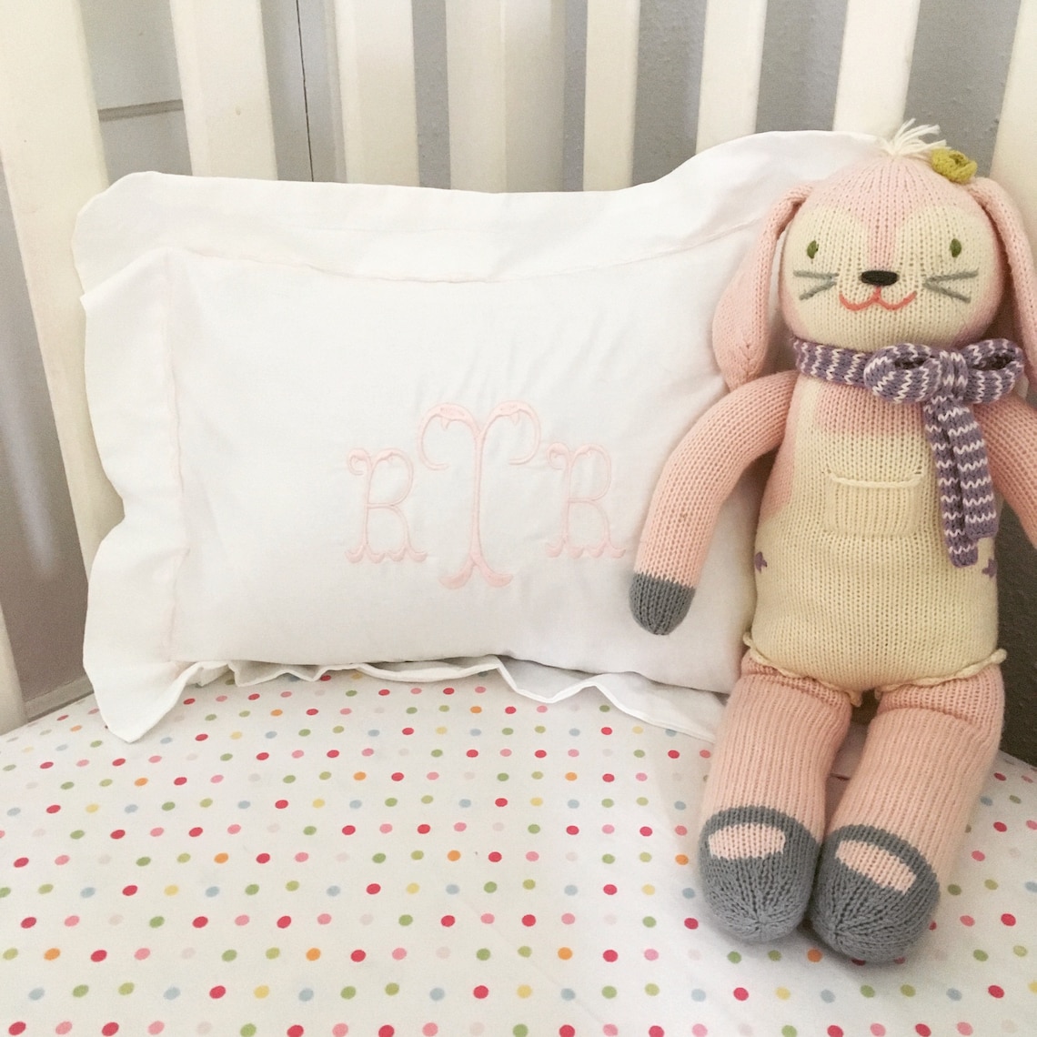 Monogram Baby Pillow Sham with Custom Embroidered Border / Etsy