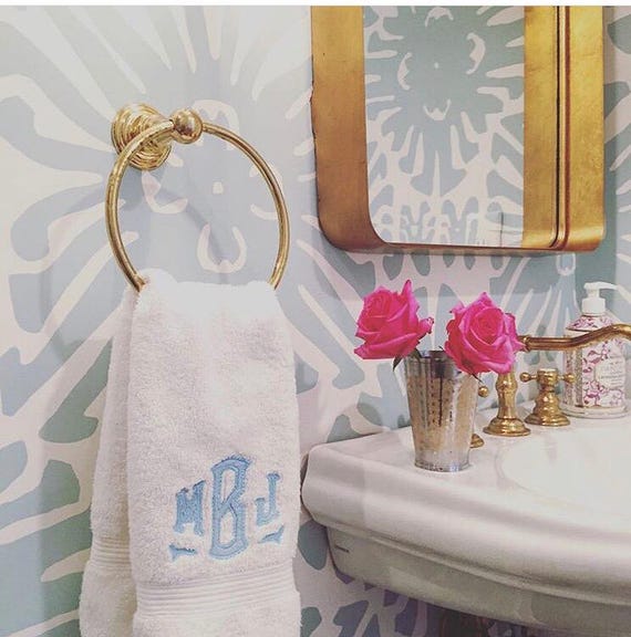 Monogram Applique Terry Cloth Hand Towel - Guest Towel