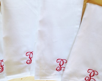 Monogram Cloth Dinner Napkin  - Set of 4 / Cotton Napkin / Mothers Day Gift