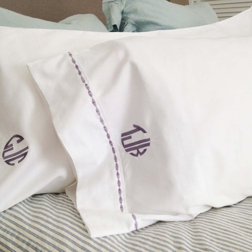 Monogram King Pillow Sham With Custom Embroidered Border / Etsy