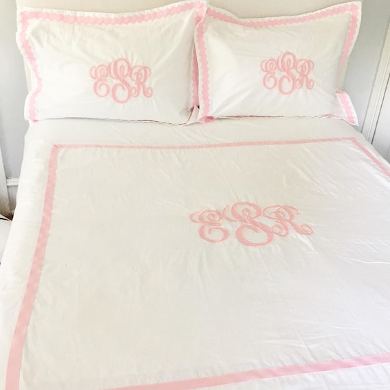 Custom Embroidered Monogram Applique Duvet - Full/Queen Size
