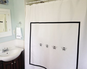 Embroidered Bee Shower Curtain: