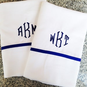 Monogram King Sheet Set with Ribbon Trim / Monogram Bedding / King Sheets