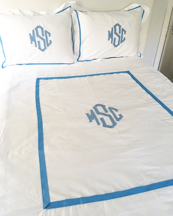 Monogram Applique Twin Duvet / Monogrammed Bedding / Sham