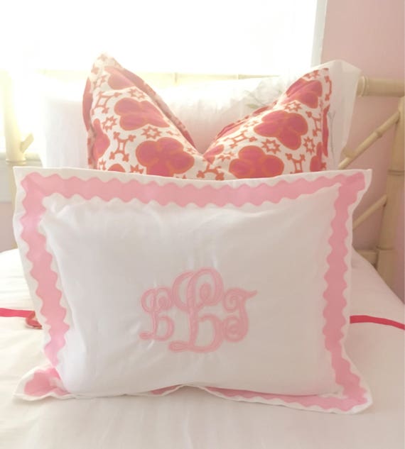 Monogram Applique Baby Sham with Scallop Trim