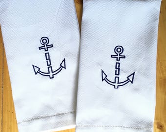 Monogram Hand Towel with Embroidered Anchor
