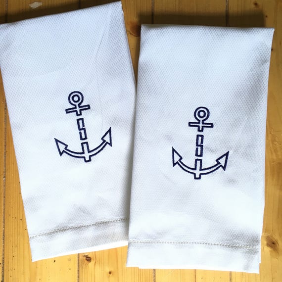 Monogram Hand Towel with Embroidered anchor / Wedding Gift / Monogram Gift / mothers Day Gift / host gift