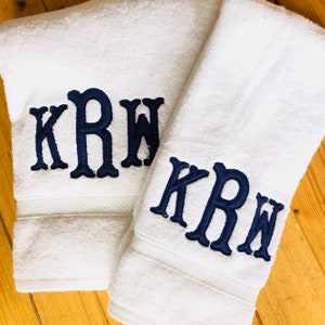 Monogram Applique Terry Cloth Bath Towel / Terrycloth Towel image 1