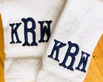 Monogram Applique Terry Cloth Bath Towel / Terrycloth Towel