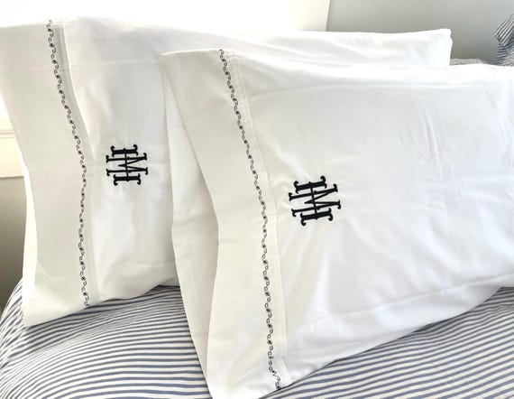Monogrammed King Sheet Set with Custom Embroidered Border