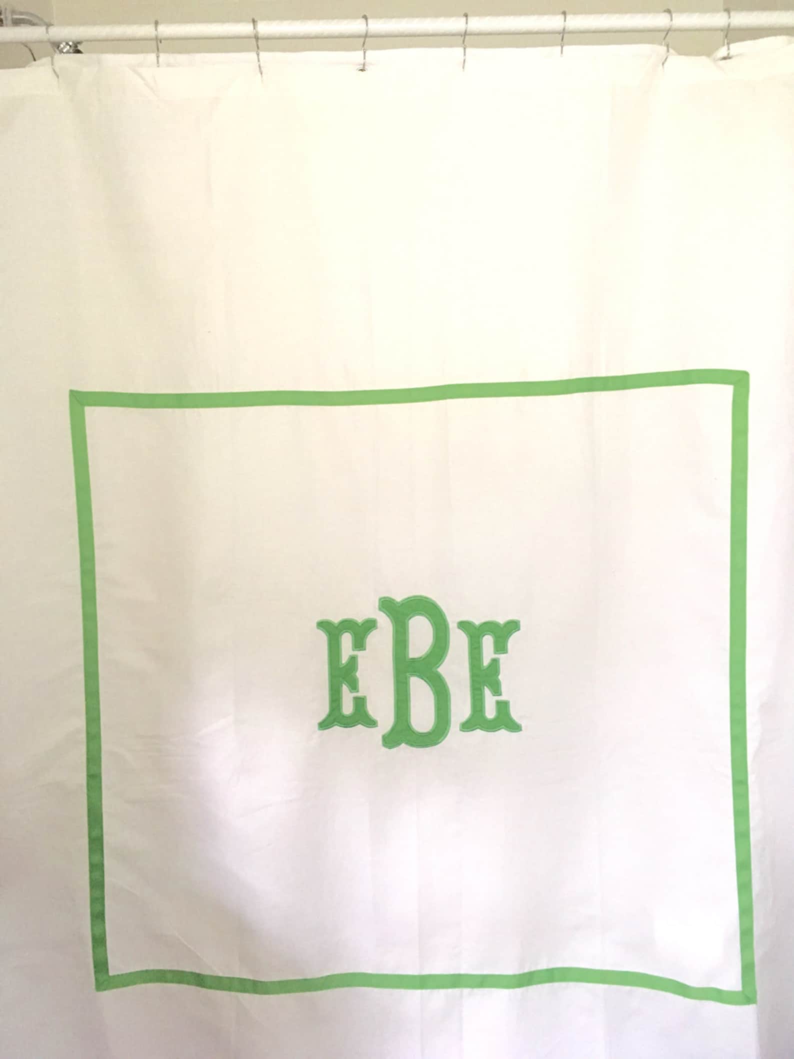 Monogram Applique Shower Curtain / Bath Curtain Etsy