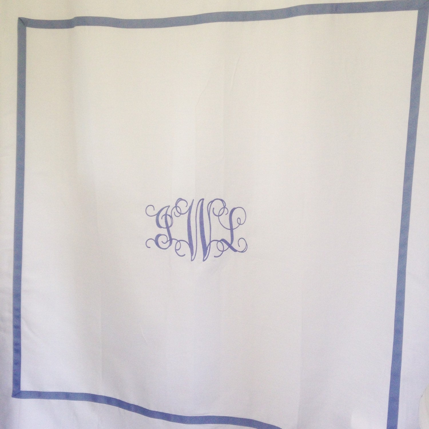 Monogram Shower Curtain Bath, Ribbon Embroidered Shower Curtain