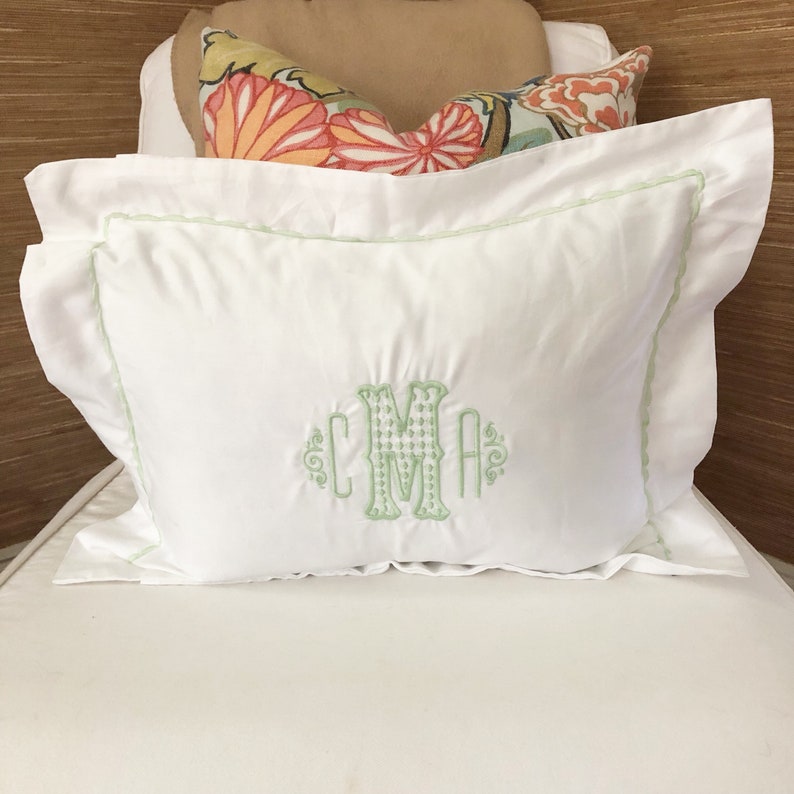 Monogram Baby Pillow Sham with Custom Embroidered Border / Etsy