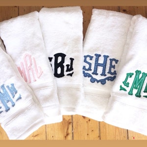Monogram Applique Embroidered Terry Cloth Hand Towel - Guest Towel / Bathroom Decor / Wedding Gift / Housewarming