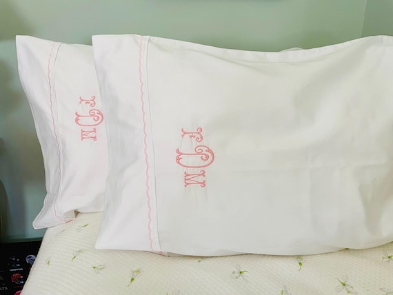 Monogram Extra Long Twin Sheet Set with Custom Embroidered Border
