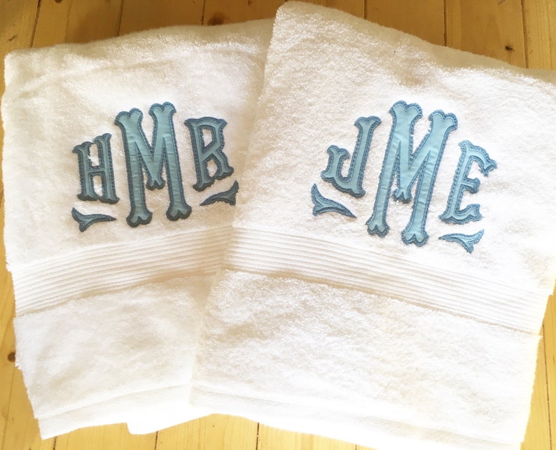 Monogram Applique Terry Cloth Bath Towel / Terrycloth Towel image 2