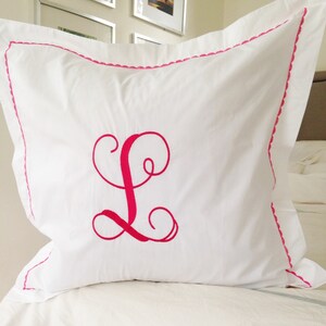 Monogram King Pillow Sham with Custom Embroidered Border / Monogram Bedding image 4