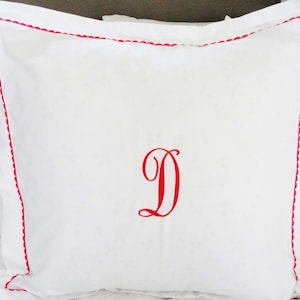 Monogram Euro Pillow Sham with Custom Embroidered Border / Monogram Bedding