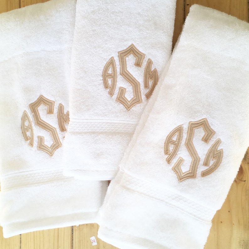 Monogram Applique Terry Cloth Hand Towel / Guest Towel Etsy