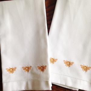 Embroidered Bees Hand Towel / Monogram Gift / Guest Towel