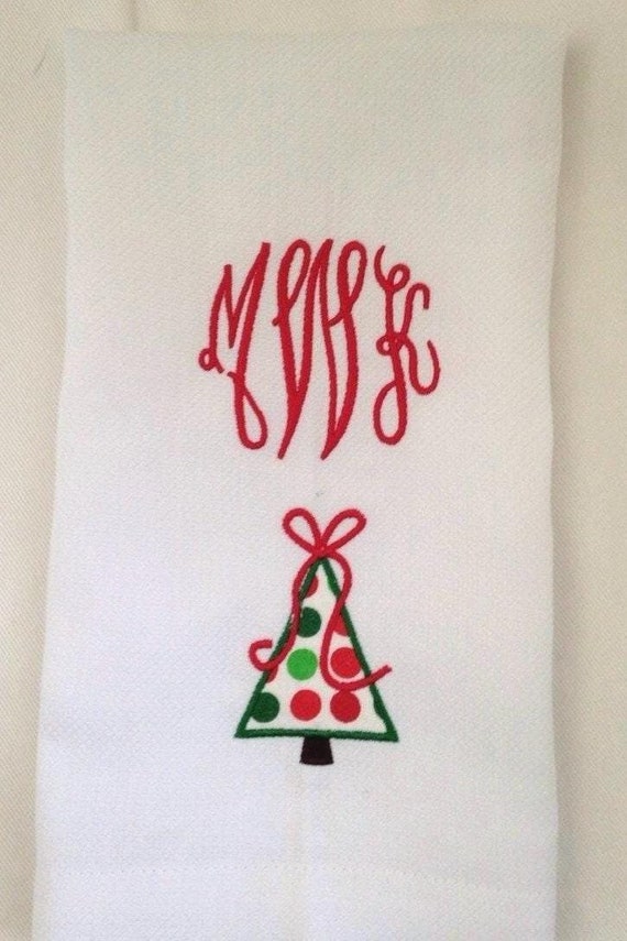 Christmas Monogrammed Hand Towel