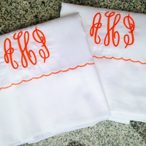 Monogram Queen Sheet Set with Custom Embroidered Border / Monogram Bedding / Wedding Gift image 2