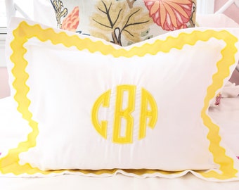 Monogram Applique Baby Sham with Scallop Trim - Kids Bedding