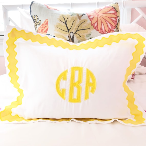 Monogram Applique Baby Sham with Ribbon Scallop Trim / Sham / Duvet / baby pillow