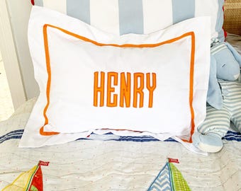 Monogram Appliqué Sham with Name - Baby Pillow