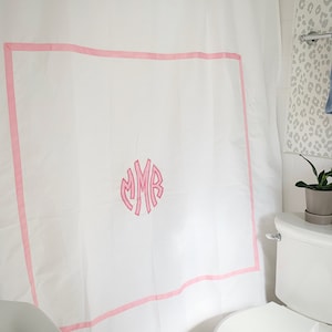Monogram Embroidered Applique Shower Curtain / Bathroom Decor