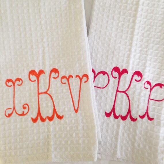 Monogram Waffle Weave Kitchen Towel