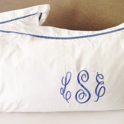 Monogram King Pillow Sham With Ribbon Trim / Monogram Bedding Etsy