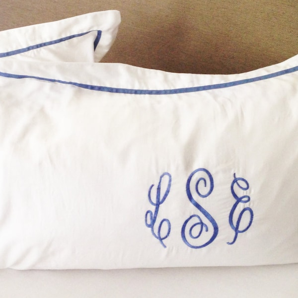 Monogram King Pillow Sham with Ribbon Trim / Monogram Bedding