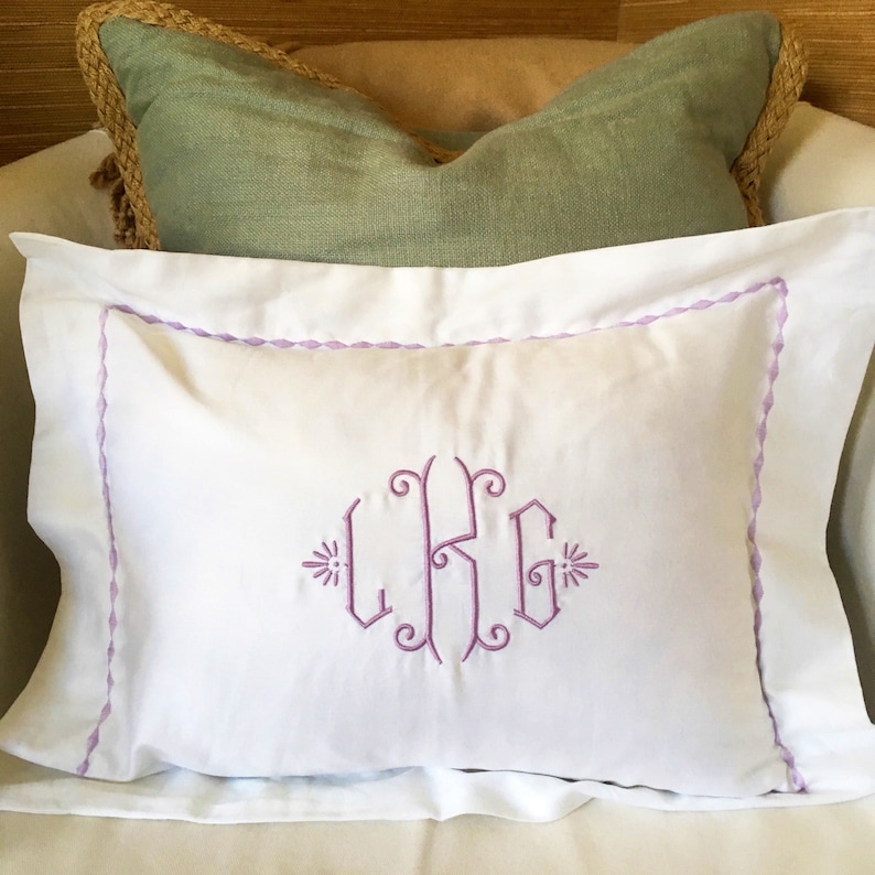 Monogram Boudoir Pillow Sham With Custom Embroidered Border / Etsy