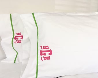 Monogram Applique Pillow Cases  - Set of 2