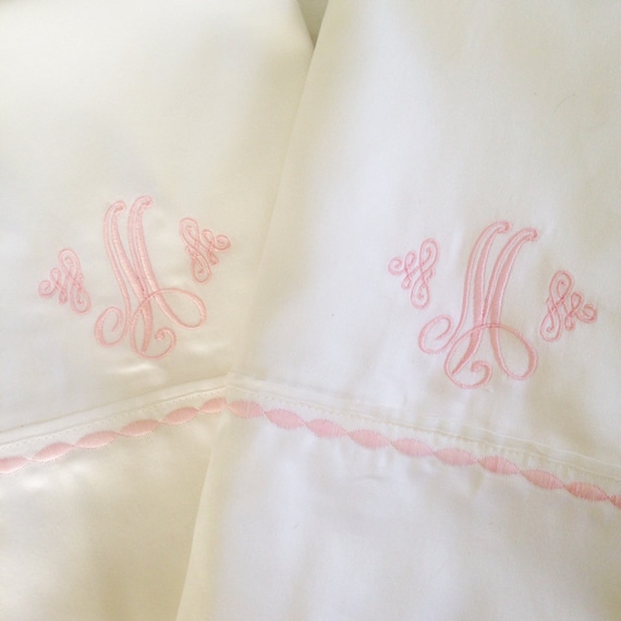 Monogram King Sheet Set  with Custom Embroidered Border / Monogram Bedding / Wedding Gift