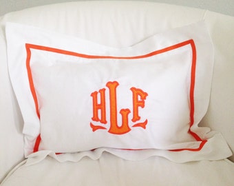 Monogram Applique Boudoir Pillow / Baby Pillow / Sham