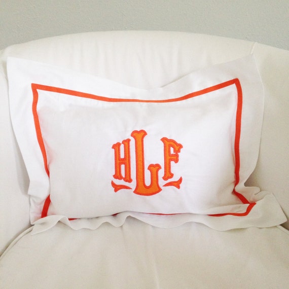 Monogram Applique Boudoir Pillow / Baby Pillow / Sham