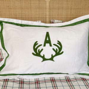 Monogram Sham with Antler Applique / Monogrammed Sham / Pillowcase / Bedding