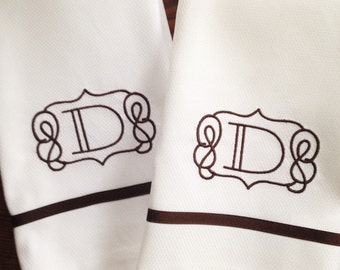 Monogram Hand Towel with Ribbon Trim / Wedding Gift / Monogram Gift