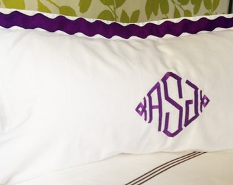 Monogram King Pillow Sham with Scalloped Trim