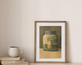 Arte de pepinillos en un frasco / Pintura original
