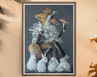 Foxe With Mushroom | On Giclée Print