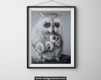 Arte de mapache / Impresión giclée