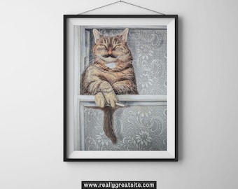 Gato con arte de cigarrillos / Impresión Giclée