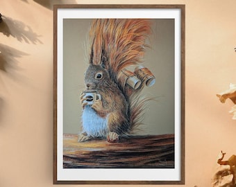 Arte de ardilla / En impresión Giclée