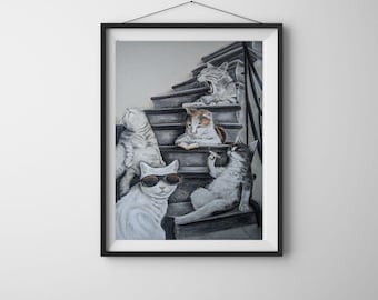 Arte de gatos / Impresión giclée
