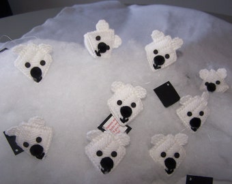 Polar Bear Handmade Ornament/ Gift Tag "Squeeze my cheeks" w/candy KISS! Plastic canvas