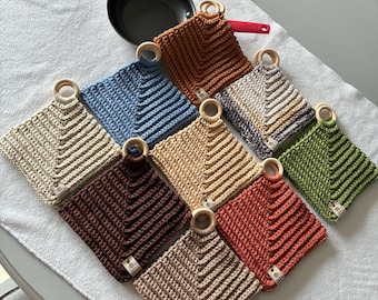 Farm House Hot Pad Set of Two, Pot Holder, Trivet, Hot Pad, 100% Cotton Crochet