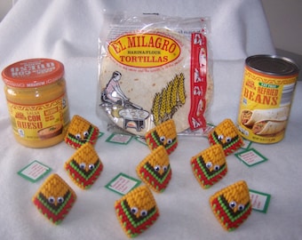 Taco Kiss Ornament/ Cinco de Mayo, Gift Tag "Squeeze my cheeks"  KISS! Plastic canvas Handmade